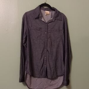 Passport Womens Blue Button-Down Shirt